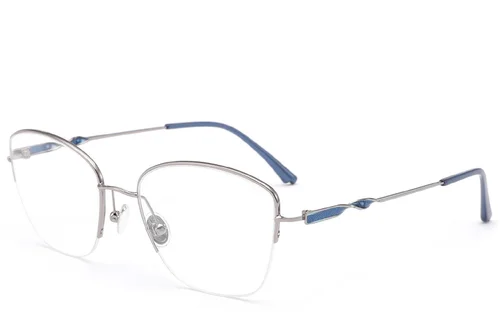 Lunettes semi-cerclées en métal argenté #BS2012-3201