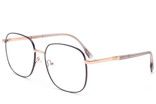 Lunettes rectangulaires en métal brun #BS2012-3204