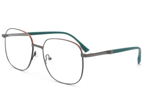 Lunettes rectangulaires en métal gris #BS2012-3211