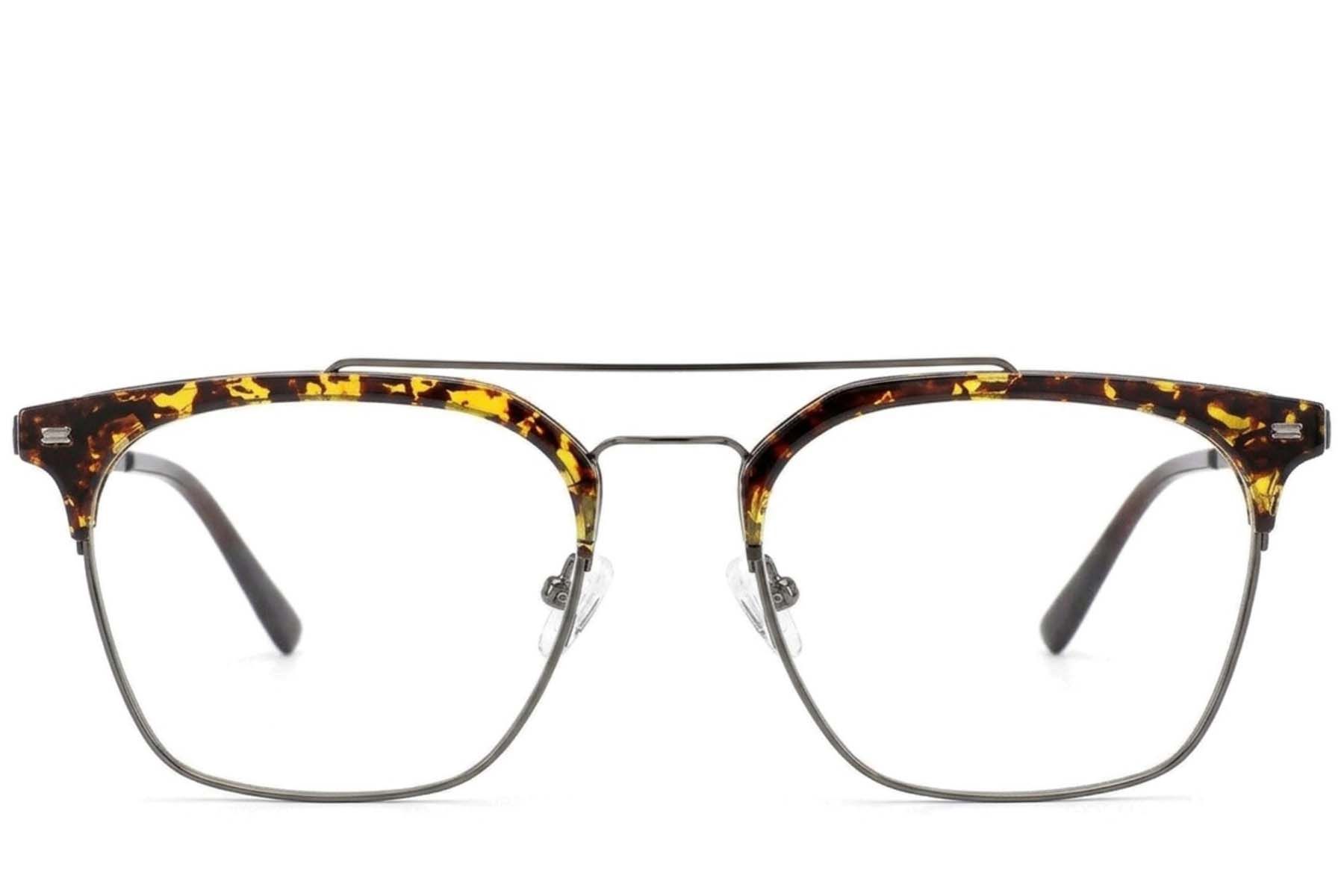 Gafas de aviador de metal con estampado de carey #BS2012-3219