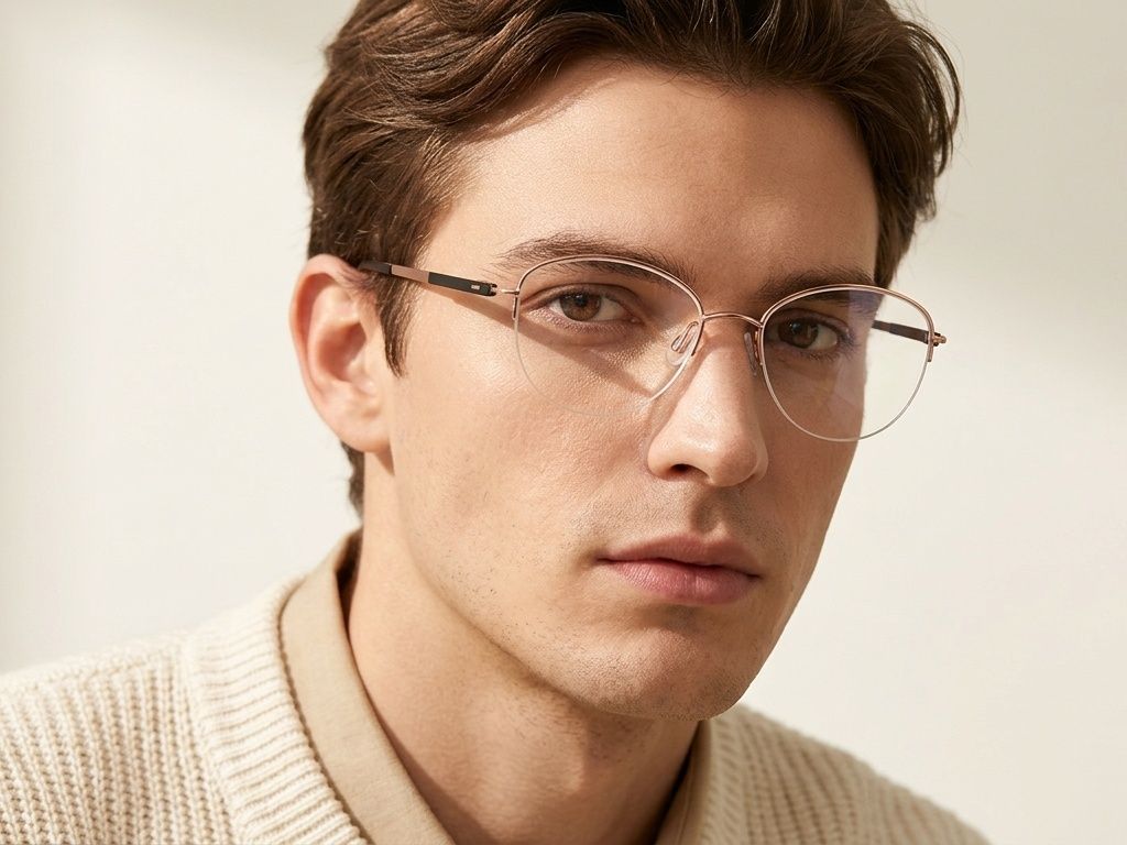 Gafas de metal rosa semi al aire #BS2012-3231