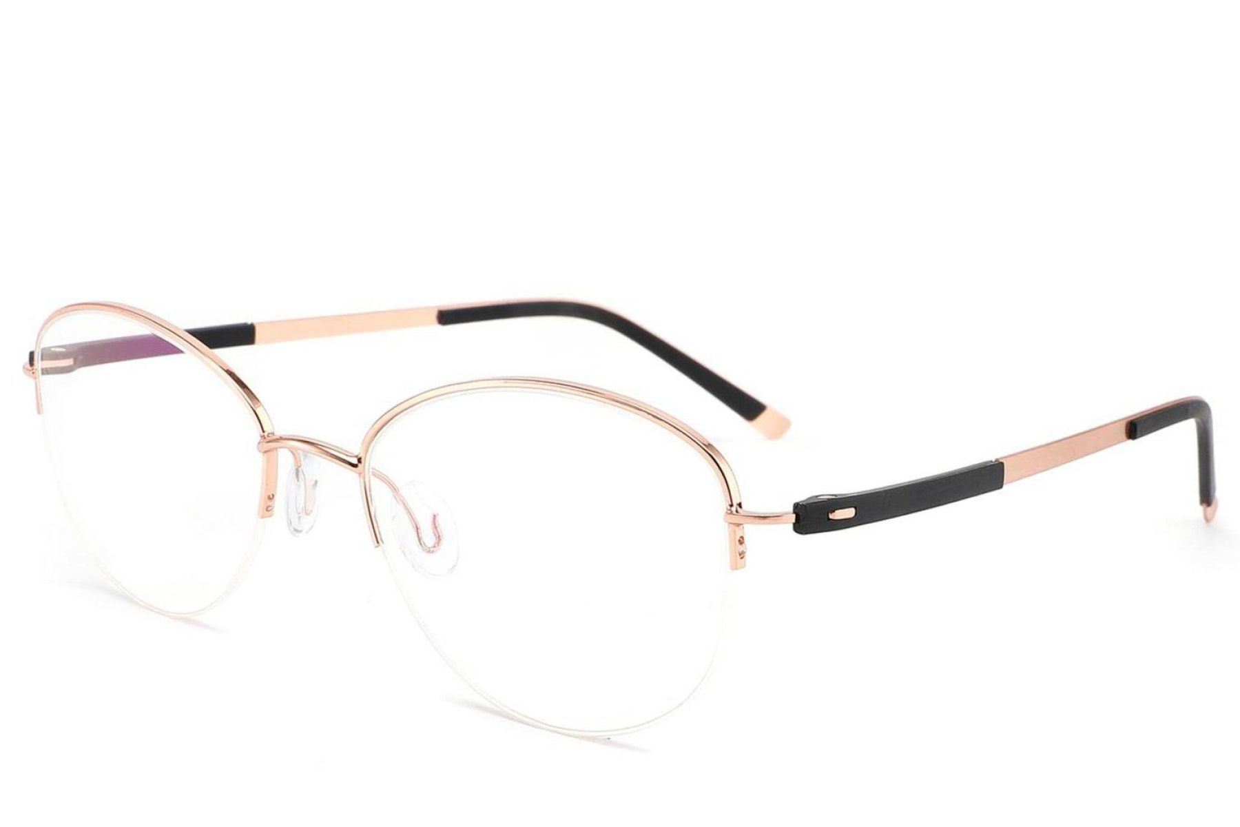 Semi-rimless Pink Metal Glasses #BS2012-3231