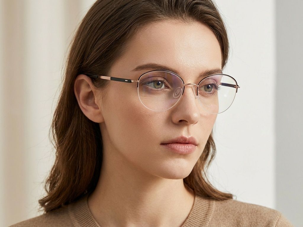 Semi-rimless Black Metal Glasses #BS2012-3232