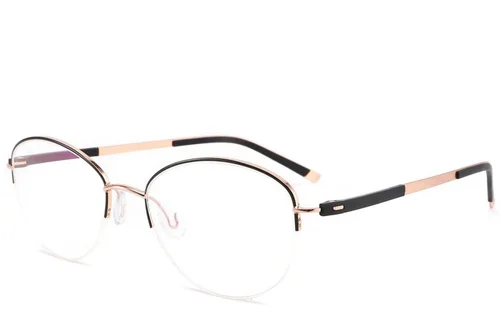 Lunettes semi-cerclées en métal noir #BS2012-3232