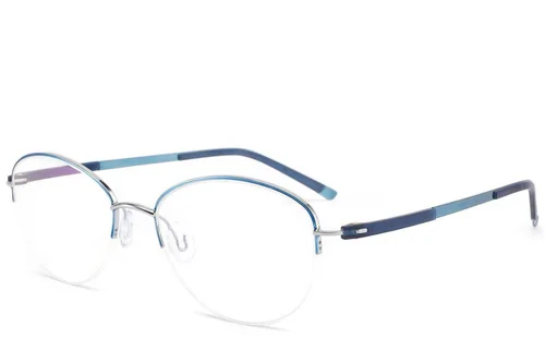 Lunettes semi-cerclées en métal bleu #BS2012-3233