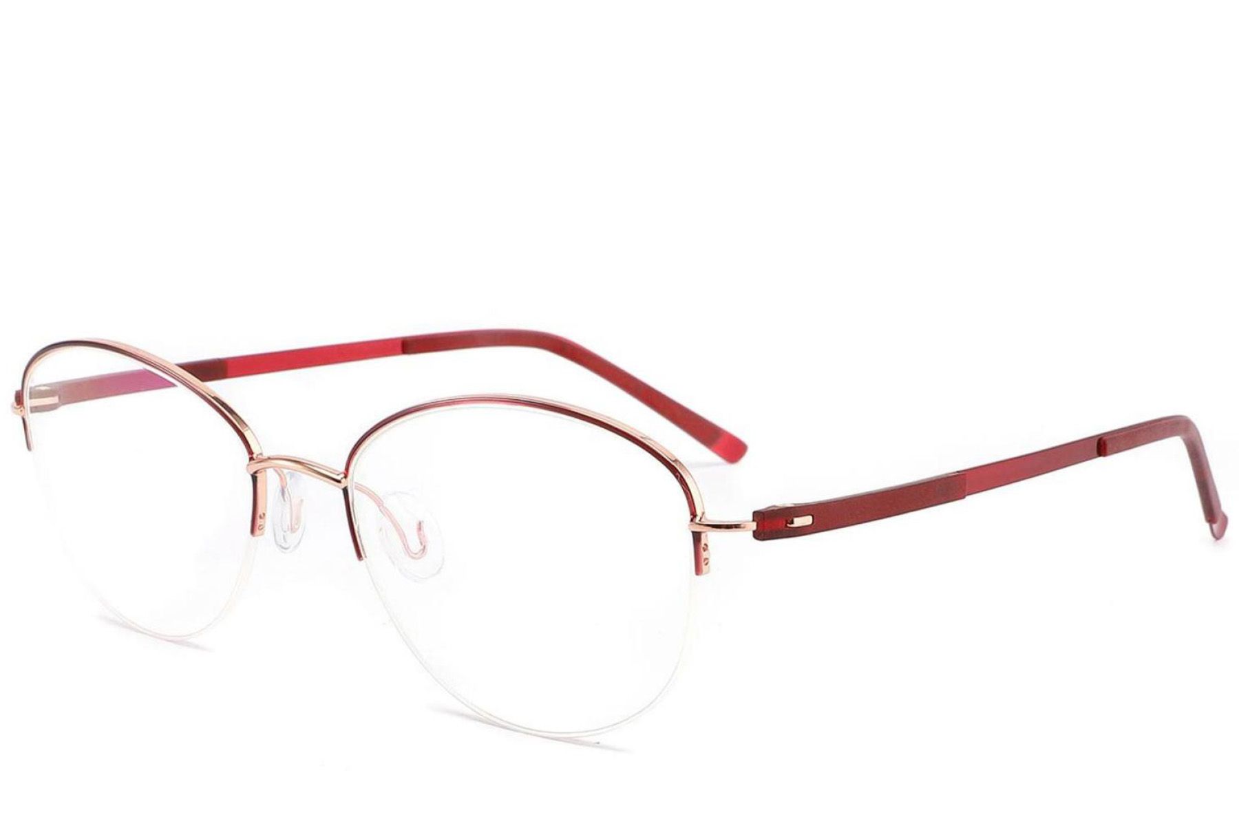 Gafas de metal rojo con montura semi al aire #BS2012-3234