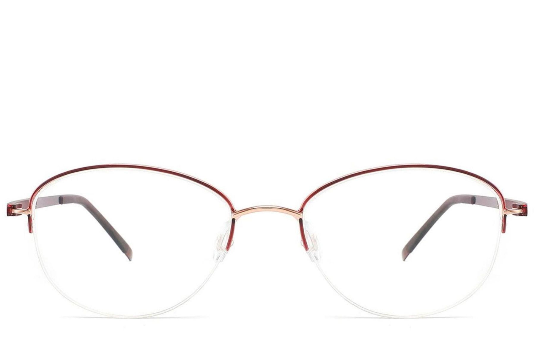 Gafas de metal rojo con montura semi al aire #BS2012-3234