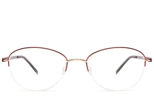 Lunettes semi-cerclées en métal rouge #BS2012-3234