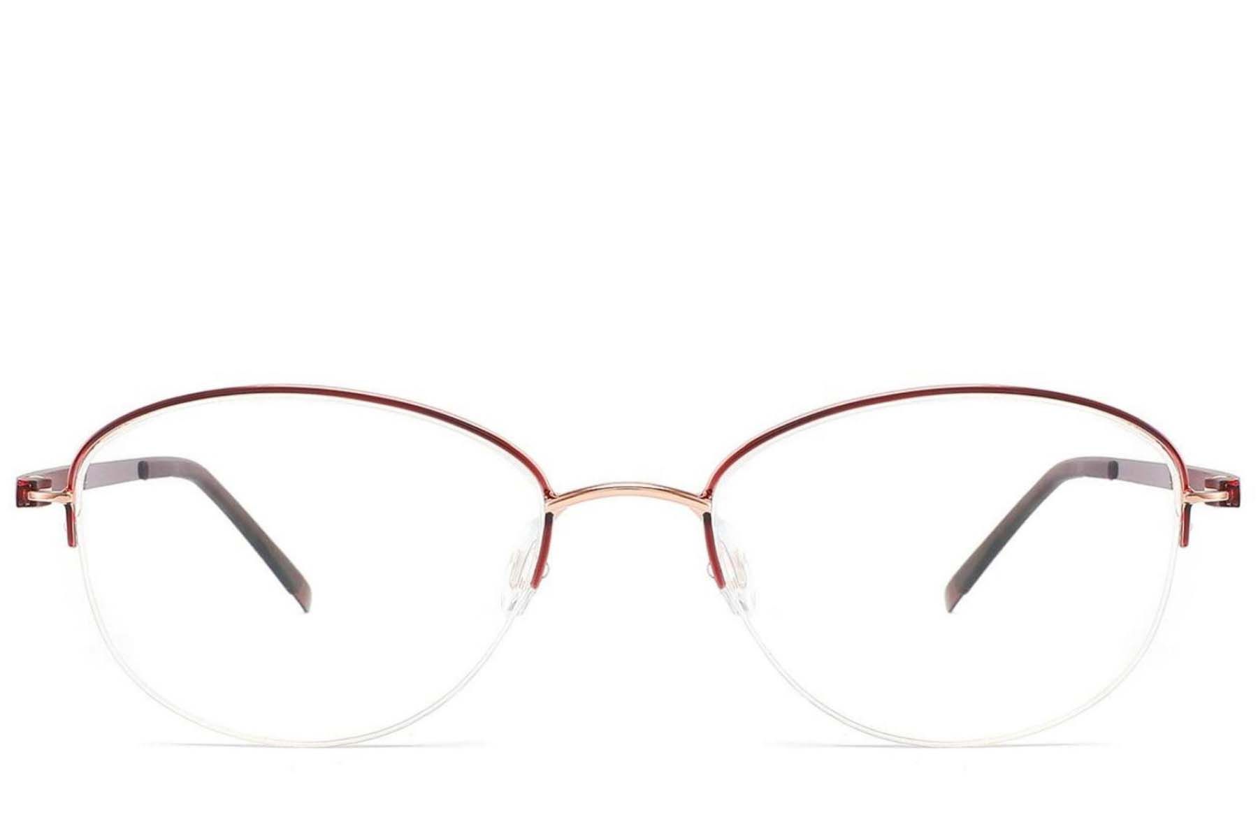 Gafas de metal rojo con montura semi al aire #BS2012-3234