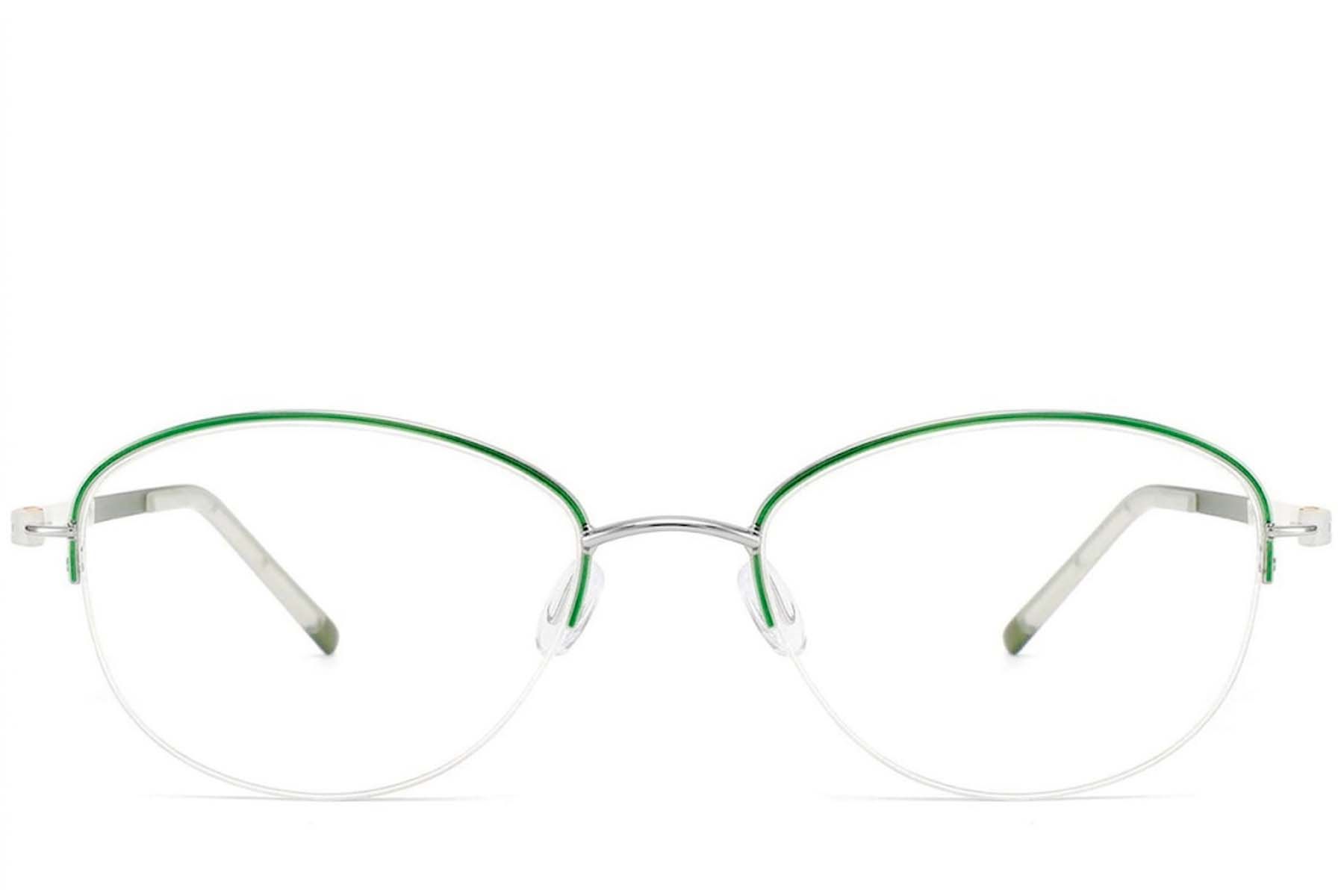 Gafas de metal verde semi al aire #BS2012-3236