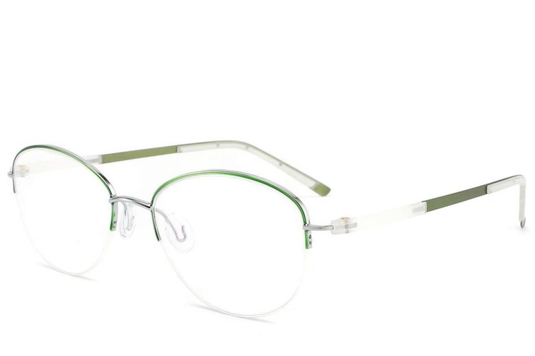 Semi-rimless Green Metal Glasses #BS2012-3236