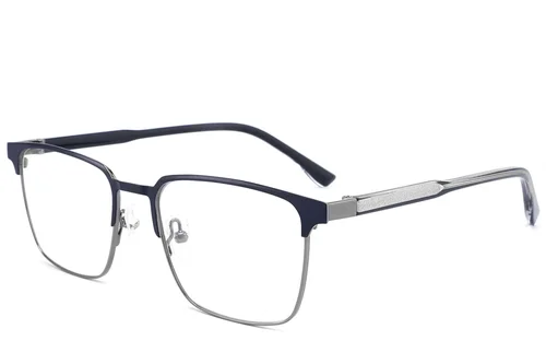Lunettes rectangulaires en métal gris #BS2012-3257