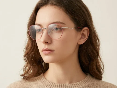 Lunettes ovales en métal rouge #BS2012-3262