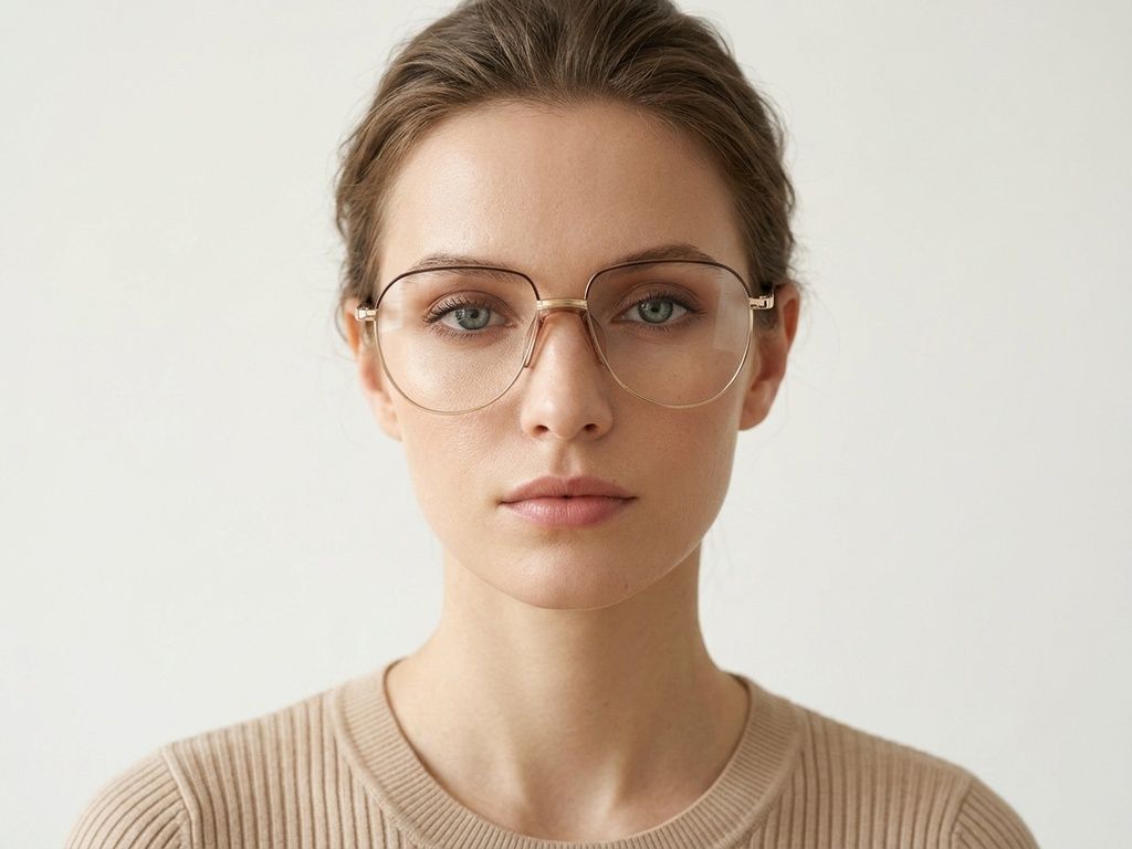 Oval Golden Metal Glasses #BS2012-3277