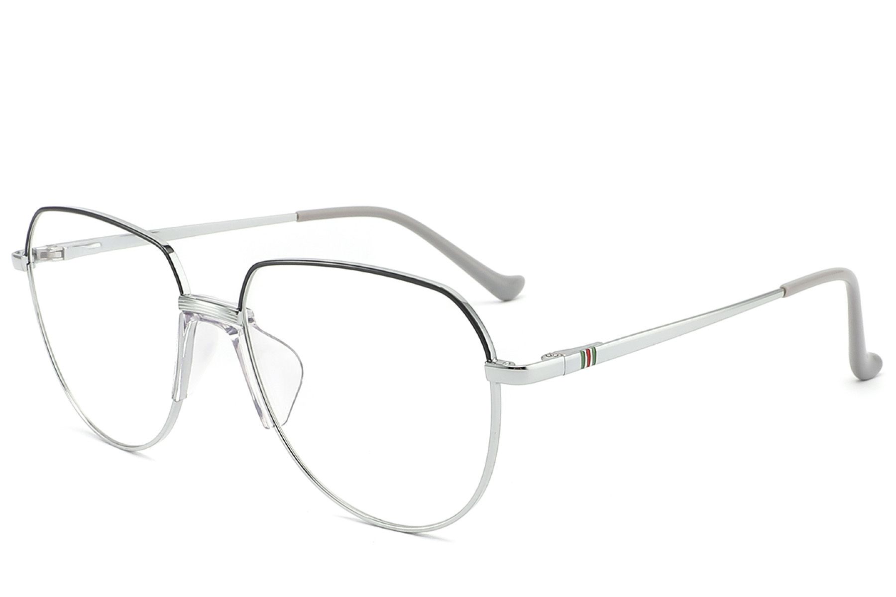 Oval Silver Metal Glasses #BS2012-3281