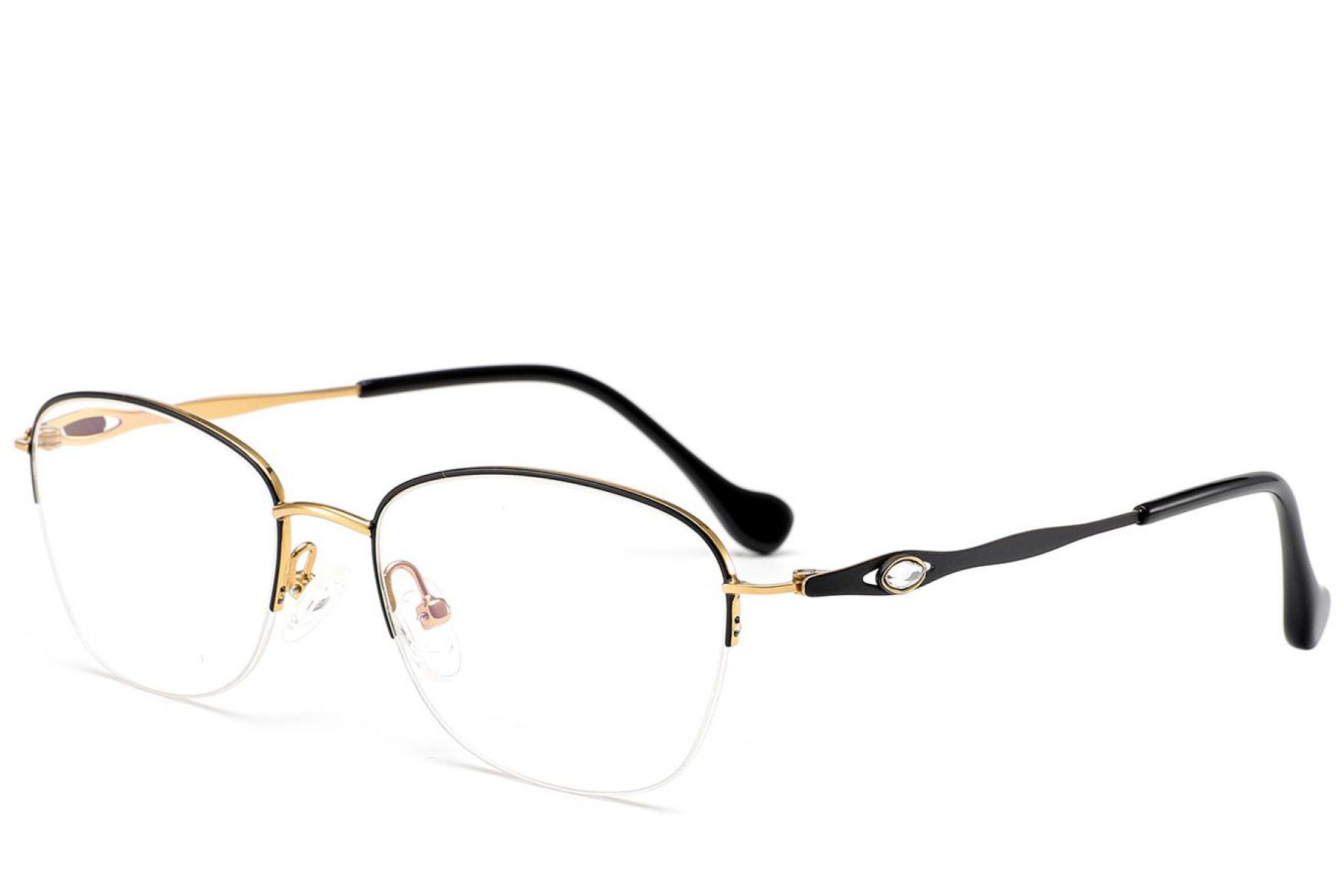 Halbrandlose schwarze Metallbrille #BS2012-3286