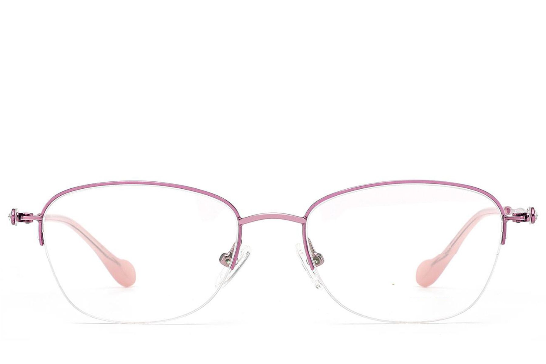 Semi-rimless Pink Metal Glasses #BS2012-3288