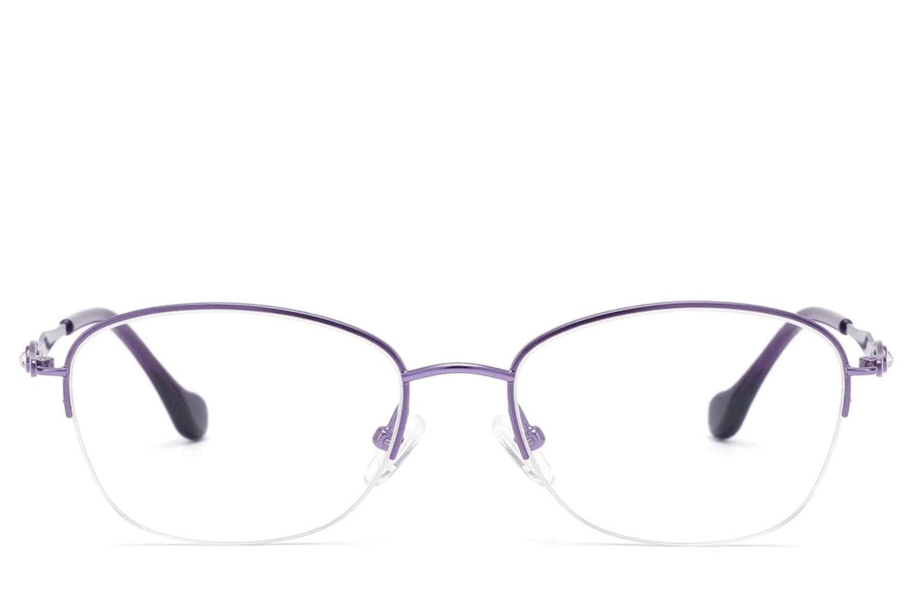 Gafas de metal morado con montura semi al aire #BS2012-3289