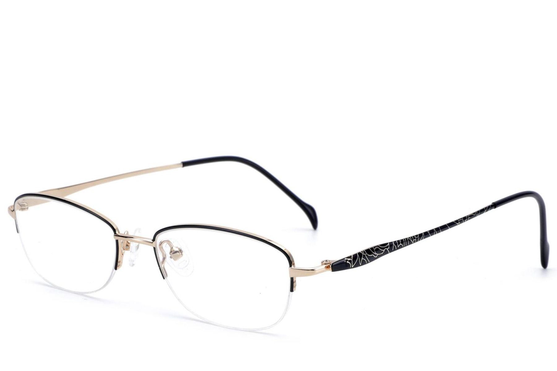 Semi-rimless Black Metal Glasses #BS2012-3290