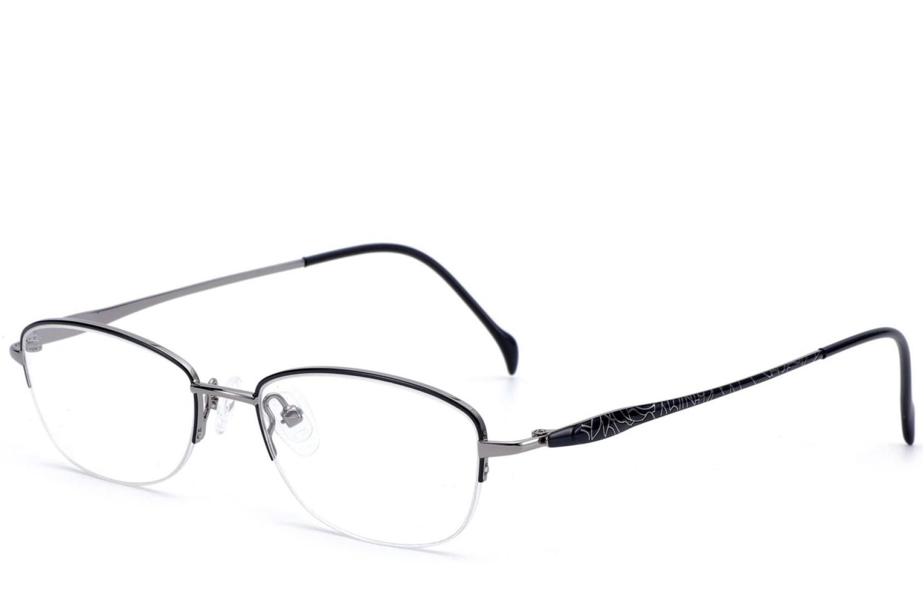 Semi-rimless Black Metal Glasses #BS2012-3291