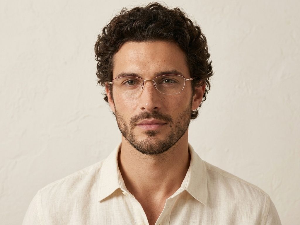 Semi-rimless Red Metal Glasses #BS2012-3293