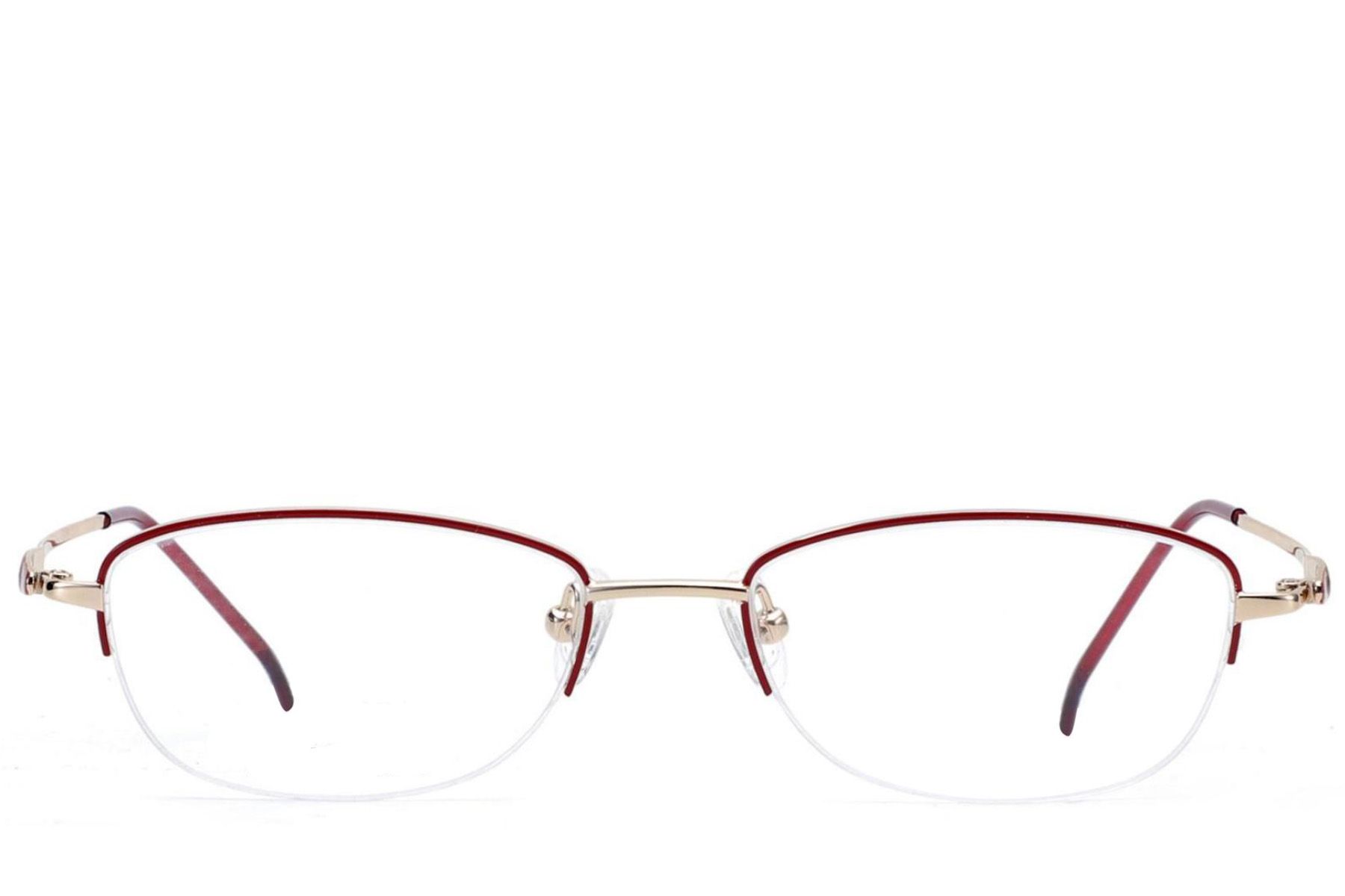 Semi-rimless Red Metal Glasses #BS2012-3293