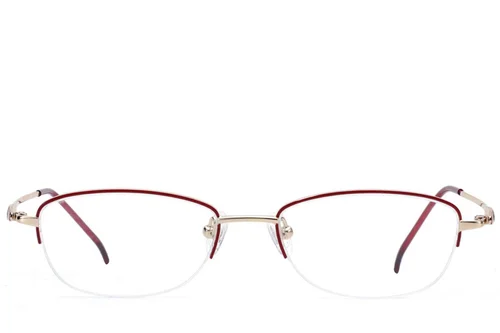 Lunettes semi-cerclées en métal rouge #BS2012-3293