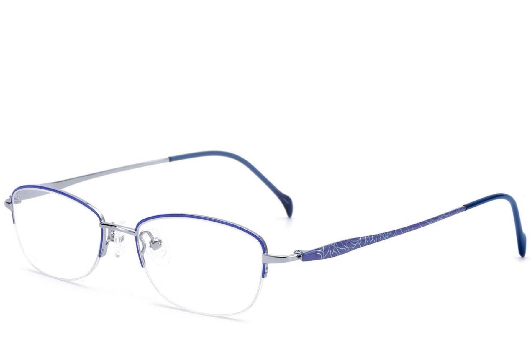 Semi-rimless Blue Metal Glasses #BS2012-3294