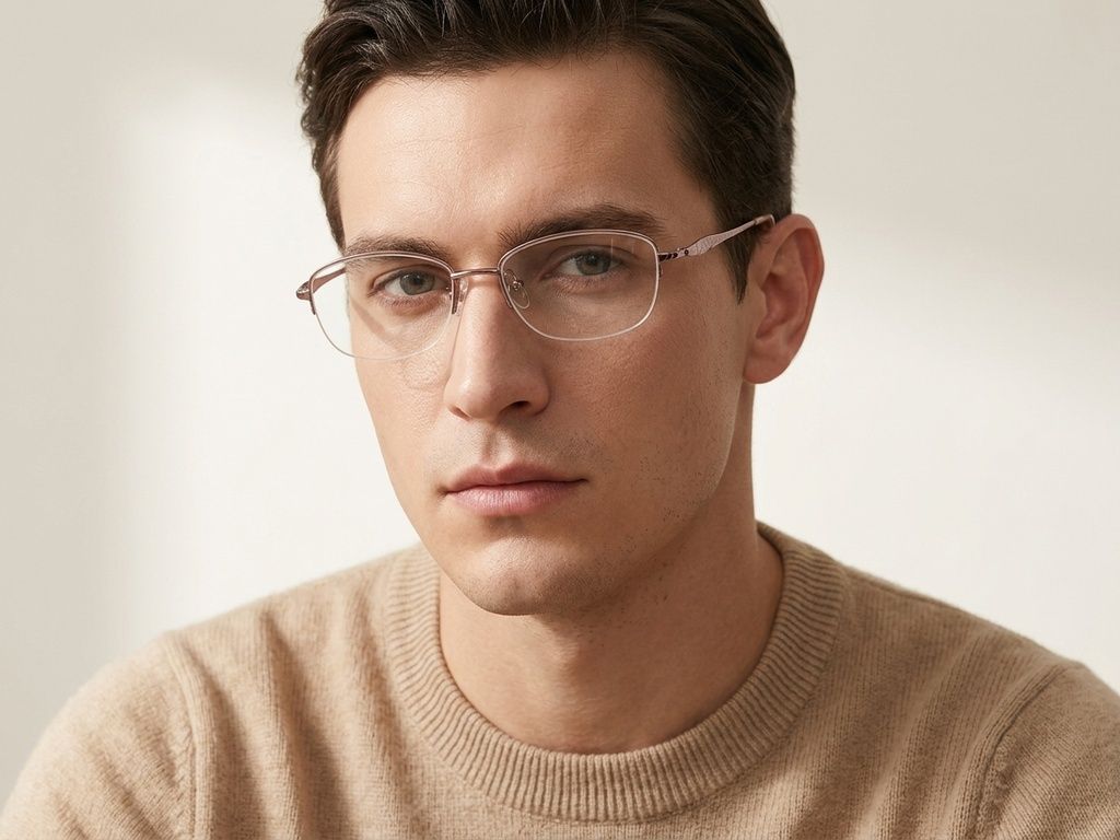 Lunettes semi-cerclées en métal rose #BS2012-3296