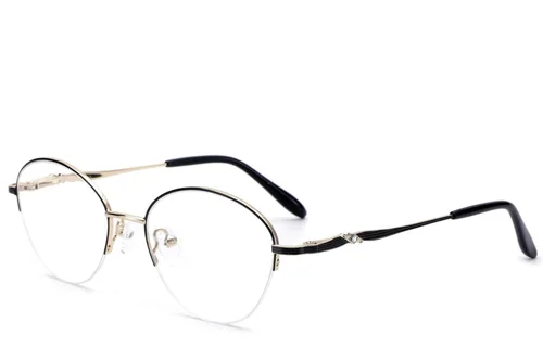 Lunettes semi-cerclées en métal noir #BS2012-3297