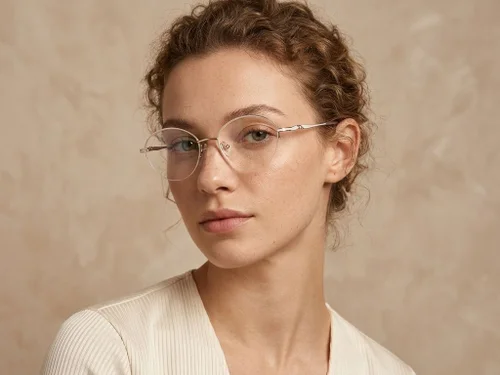 Lunettes semi-cerclées en métal doré #BS2012-3298