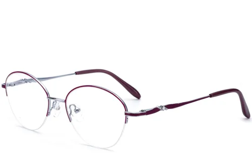 Lunettes semi-cerclées en métal rouge #BS2012-3299