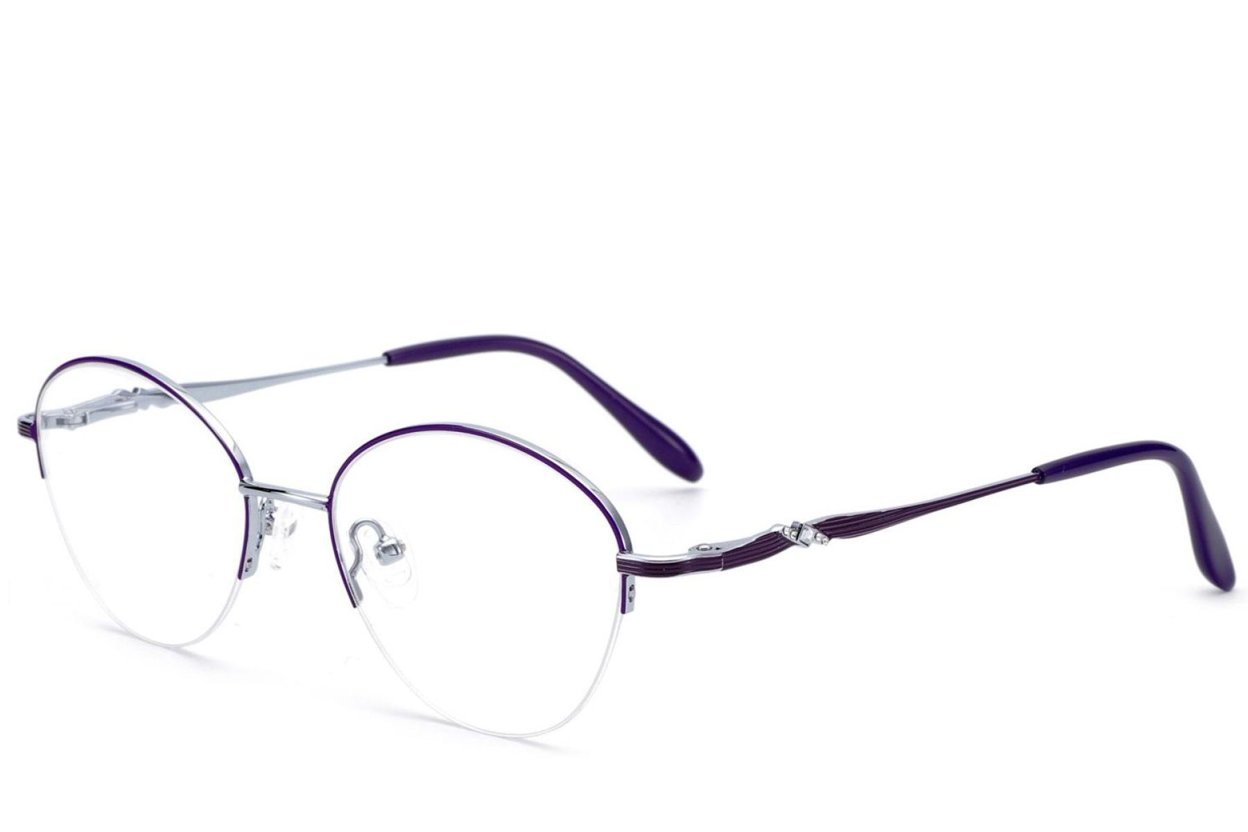 Semi-rimless Purple Metal Glasses #BS2012-3300