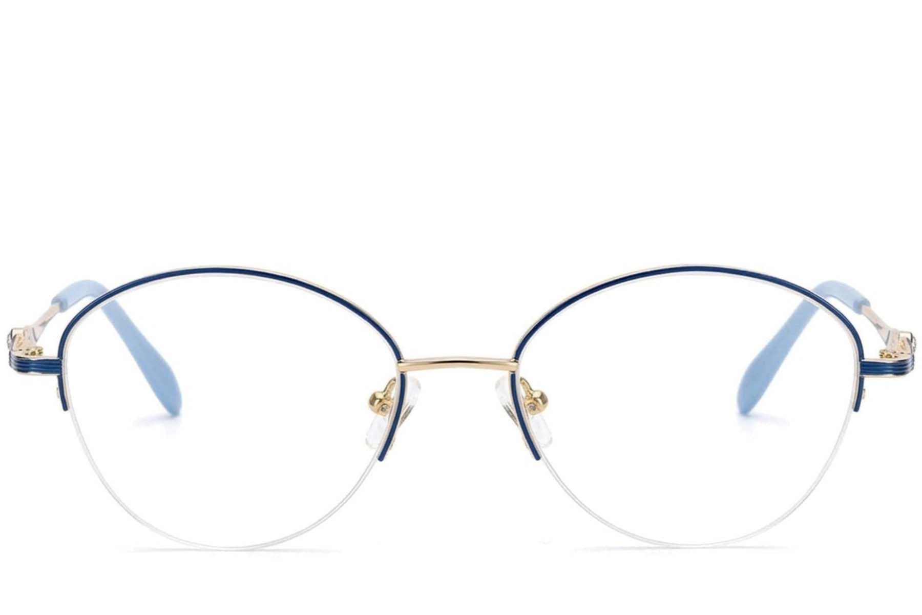 Gafas de metal azul con montura semi al aire #BS2012-3301