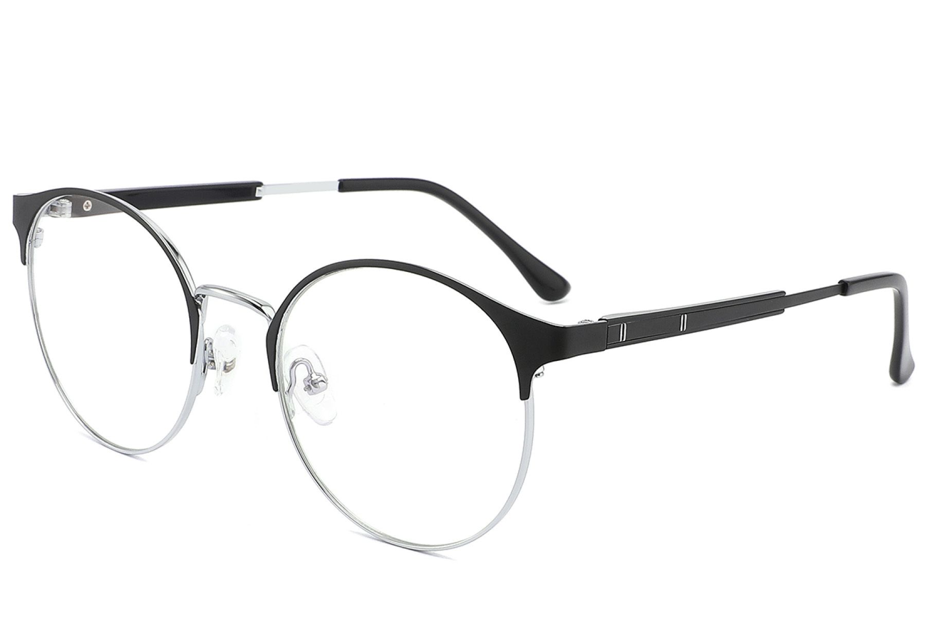 Oval Black Metal Glasses #BS2012-3304