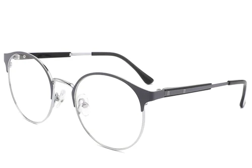 Lunettes ovales en métal gris #BS2012-3305