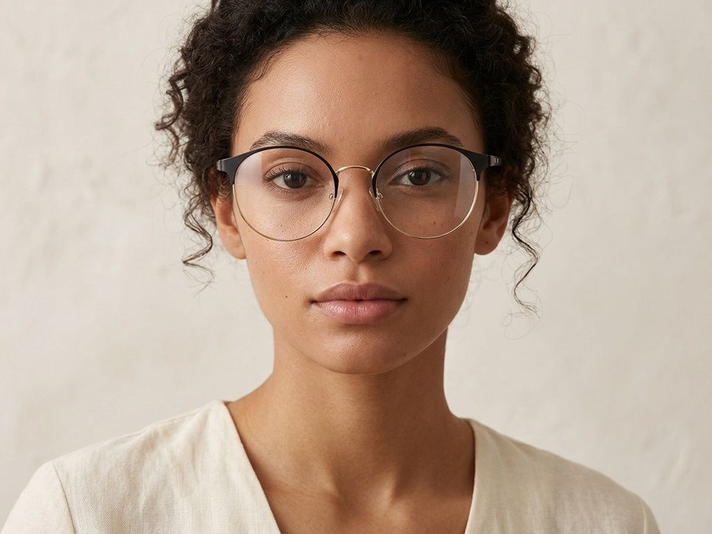 Lunettes ovales en métal noir #BS2012-3306