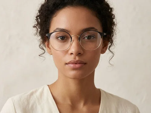 Lunettes ovales en métal noir #BS2012-3306