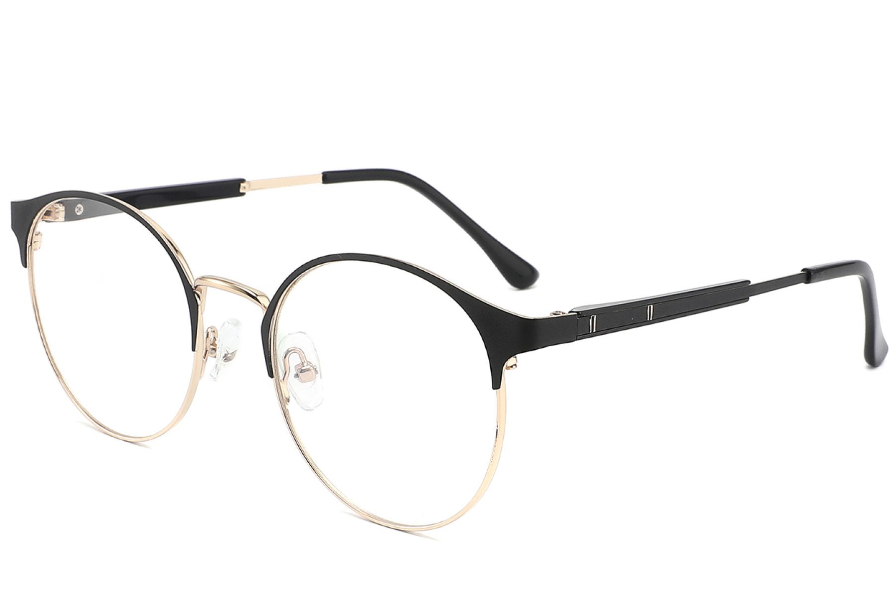 Oval Black Metal Glasses #BS2012-3306