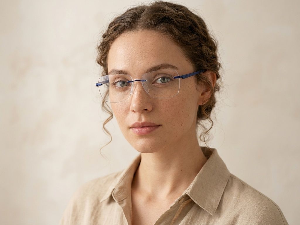 Invisible Blue Metal Glasses #BS2012-3317