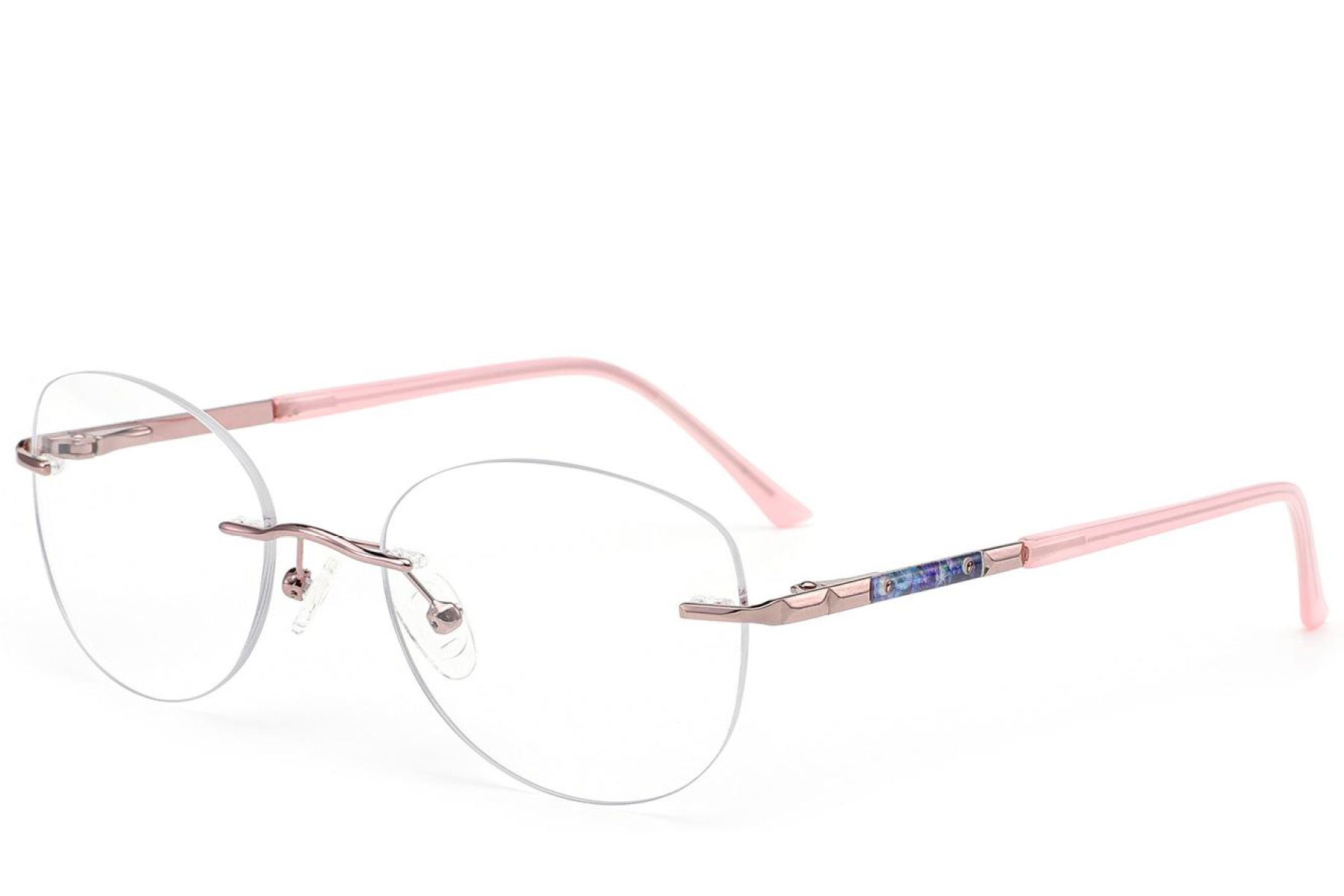Invisible Pink Metal Glasses #BS2012-3329