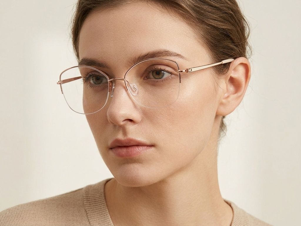 Gafas de metal rosa semi al aire #BS2012-3351