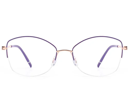 Lunettes semi-cerclées en métal violet #BS2012-3353
