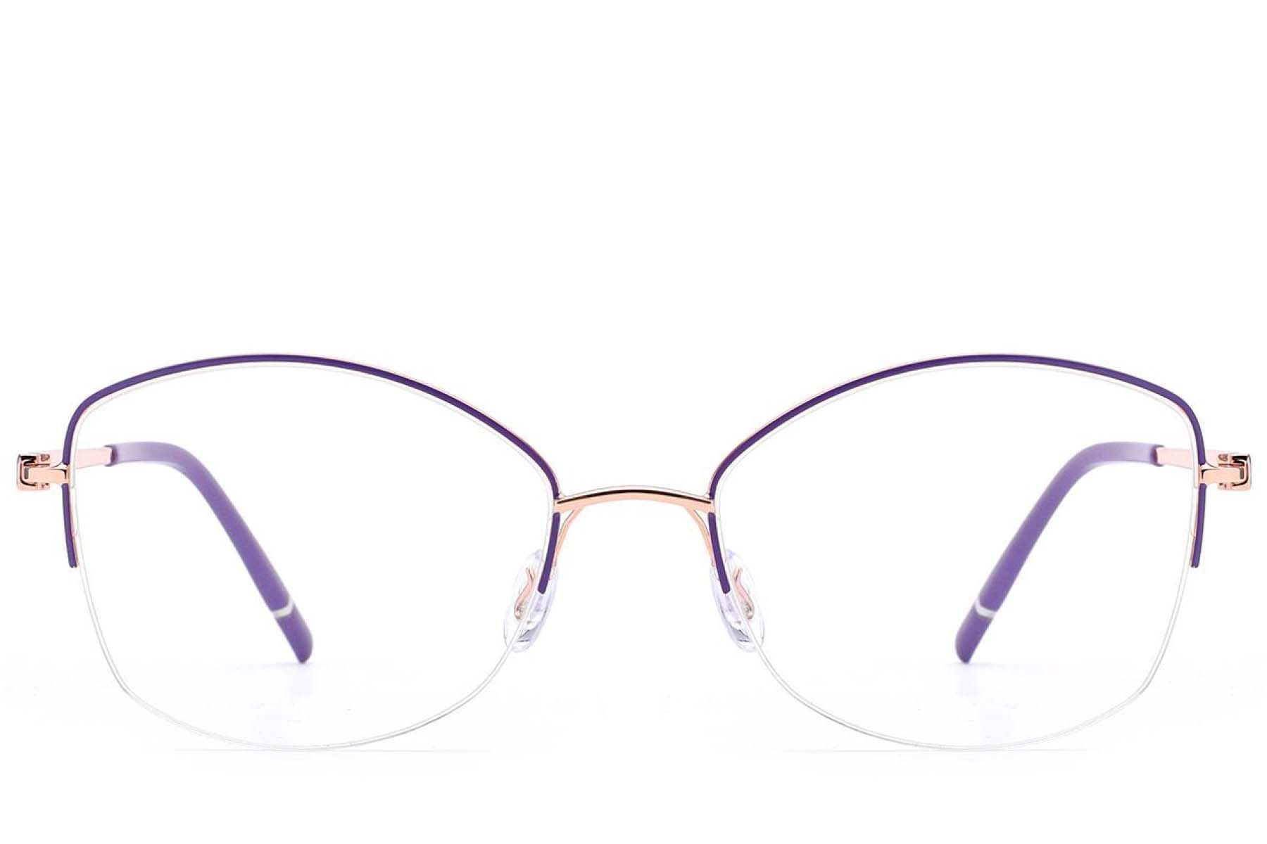 Gafas de metal morado con montura semi al aire #BS2012-3353
