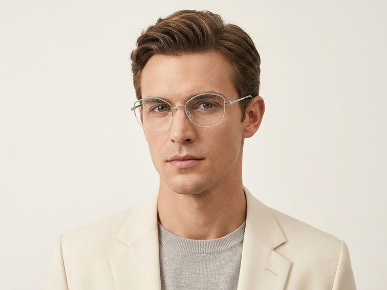Semi-rimless Green Metal Glasses #BS2012-3355