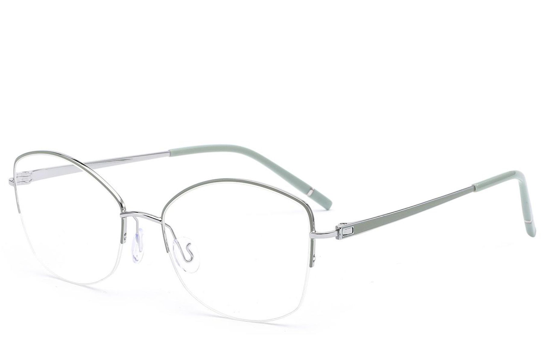 Halbrandlose grüne Metallbrille #BS2012-3355