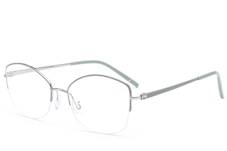 Semi-rimless Green Metal Glasses #BS2012-3355