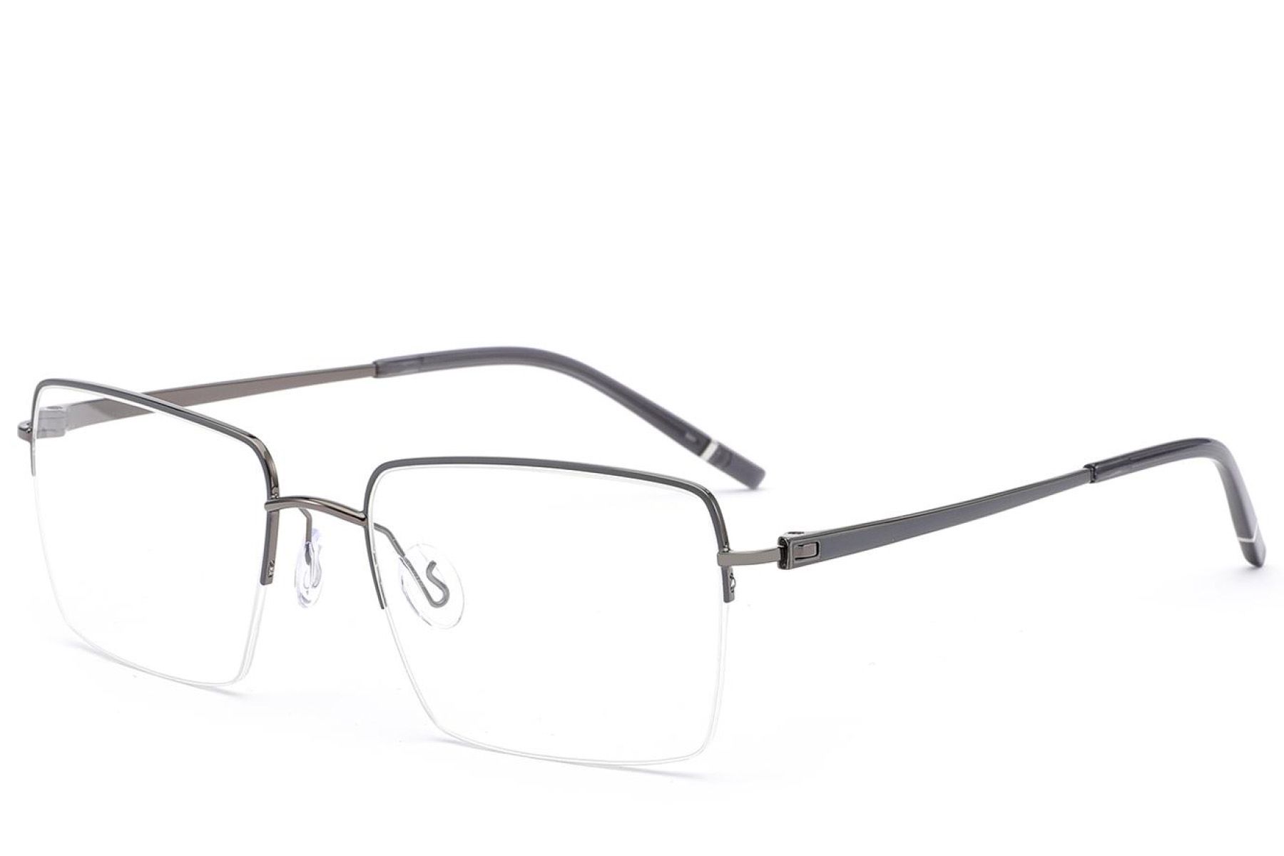 Semi-rimless Grey Metal Glasses #BS2012-3357