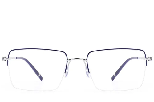 Lunettes semi-cerclées en métal bleu #BS2012-3358