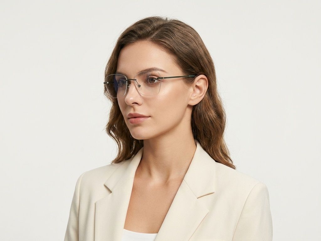 Invisible Green Metal Glasses #BS2012-3369